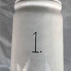 Set of 3 White Ceramic Numbered Canister (1, TWO and three)